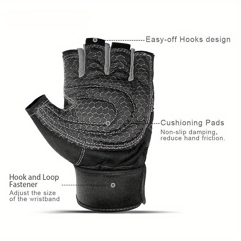 Stay Protected & Comfortable: Half-Finger Fitness Gloves for Men & Women - Breathable Sunshade Sports Gloves for Outdoor Activities!