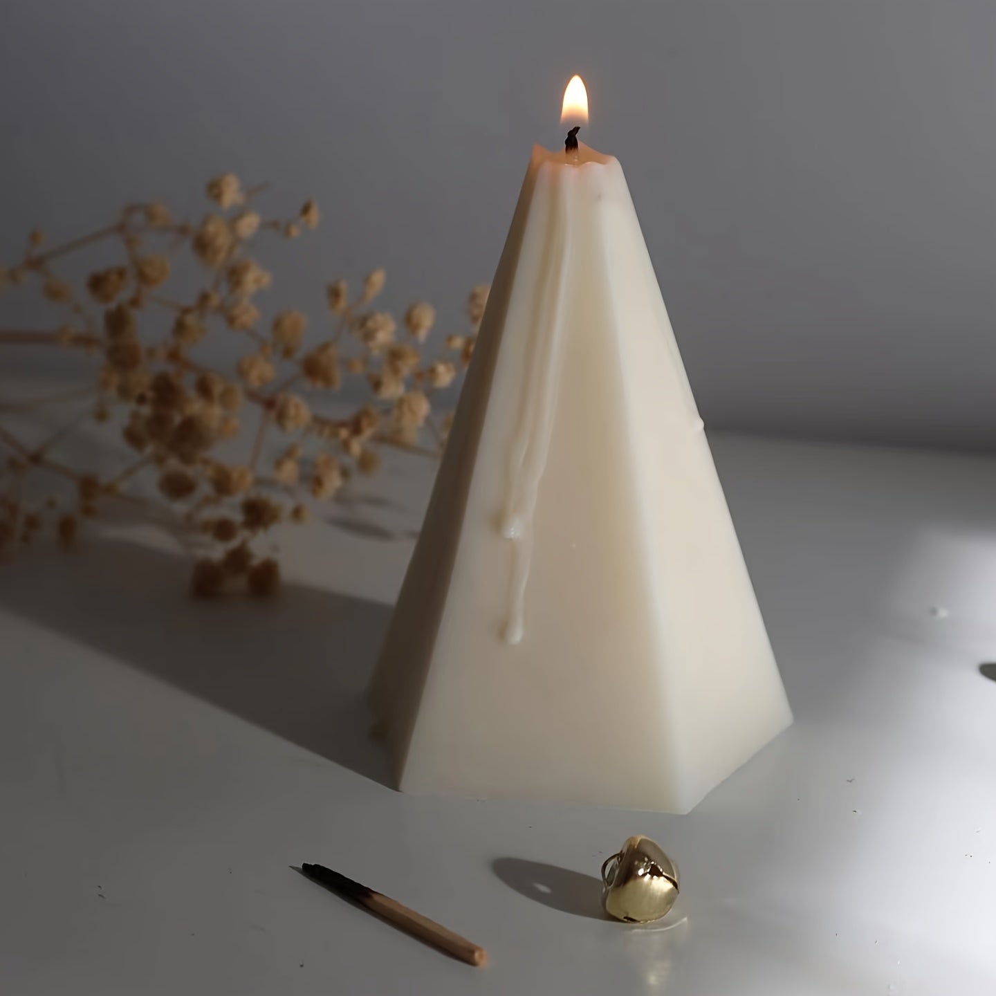 1pc Pentagonal Cone Candle Silicone Molds, Cone Candle Making Molds, Epoxy Resin Ring Holder Casting Mold For Home Garden Wedding Ceremony Table Centerpiece Decoration (Pentagonal Cone)