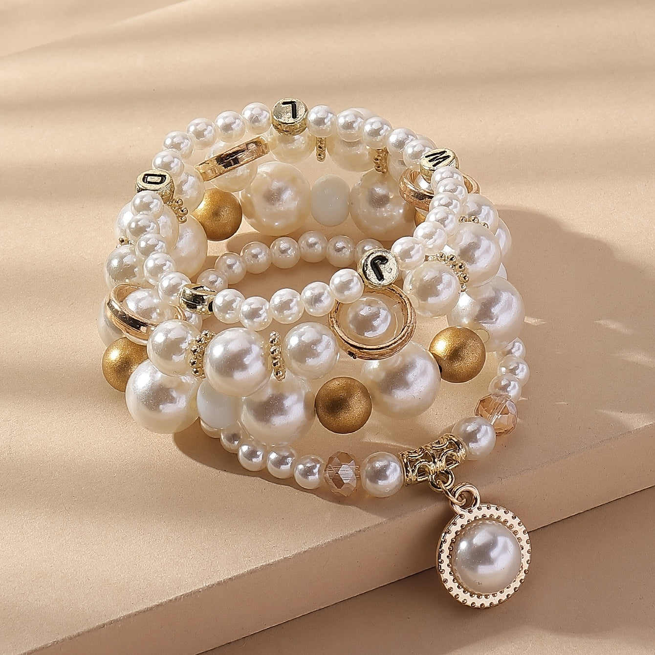 Vintage Beads & Faux Pearl Bracelets 4pcs/Set Accessories For Women
